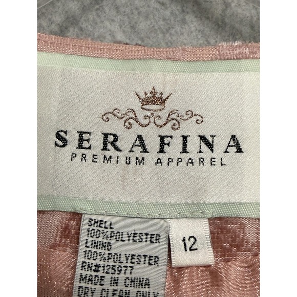 Serafina Jacket Womens 12 Pink Floral Jacquard Faux Fur Rhinestone Button Peplum - Picture 14 of 16